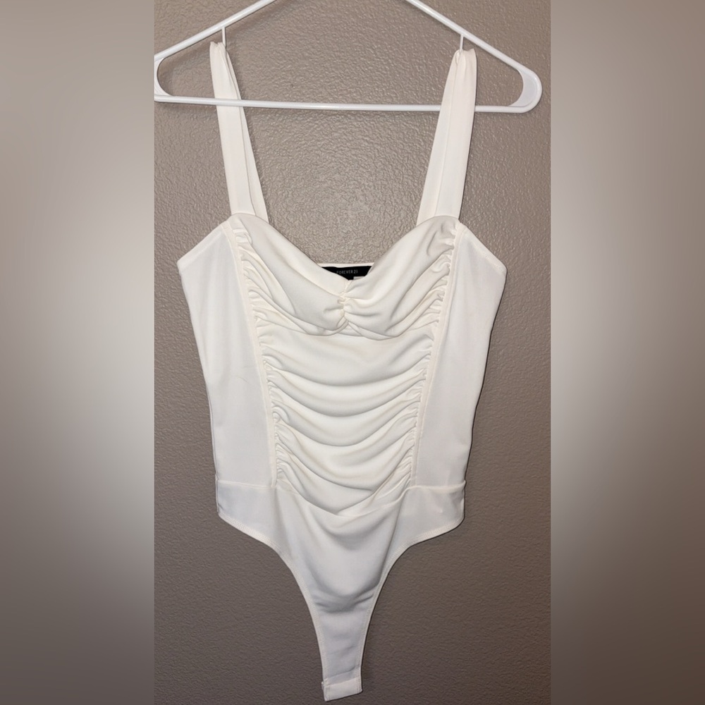 Forever 21 Cream Bow Accent Blouse
